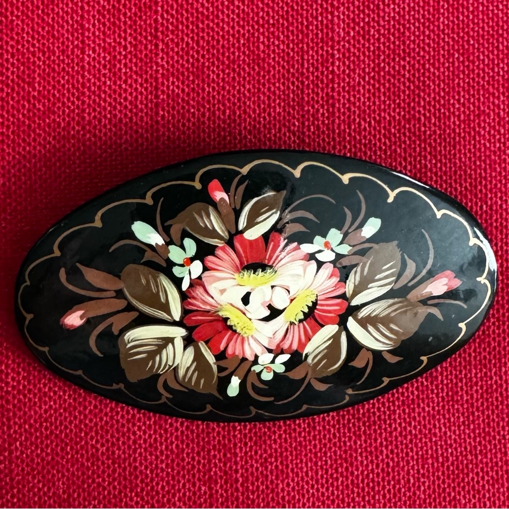 Vintage Russian Hand-painted Brooch